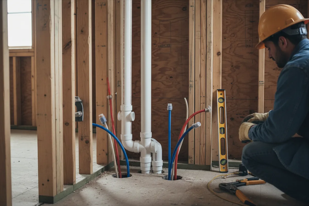 Drain and supply rough-in during Leak Detection in Great Neck