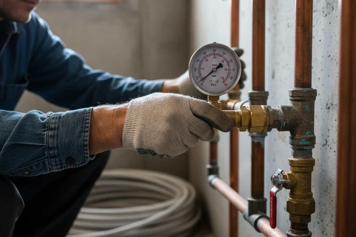 Pressure testing a repaired line during Water Line Repair in Great Neck